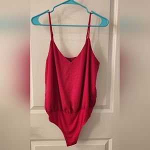 Hot Pink "Free Press" brand body suit tank top with adjustable straps.